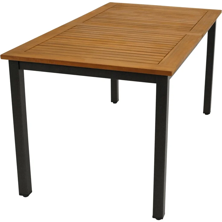DEGAMO RAGUSA Gartengarnitur, Metall + Akazie, anthrazit/braun, 3-teilig (2x Bank, 1x Tisch 150x80cm) – Bild 4