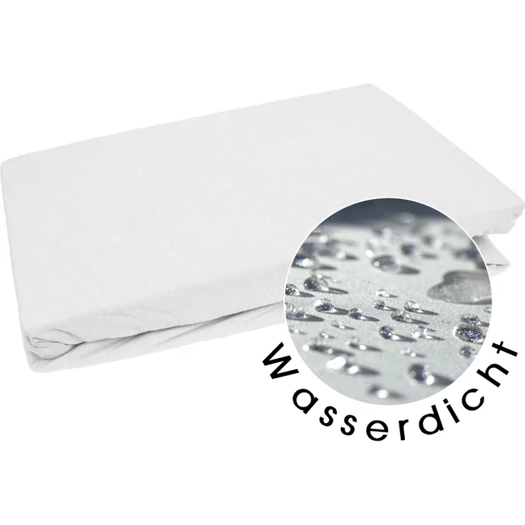 Wasserdichtes Spannbettlaken weiß Jersey/PU 160x200cm Höhe bis 35cm