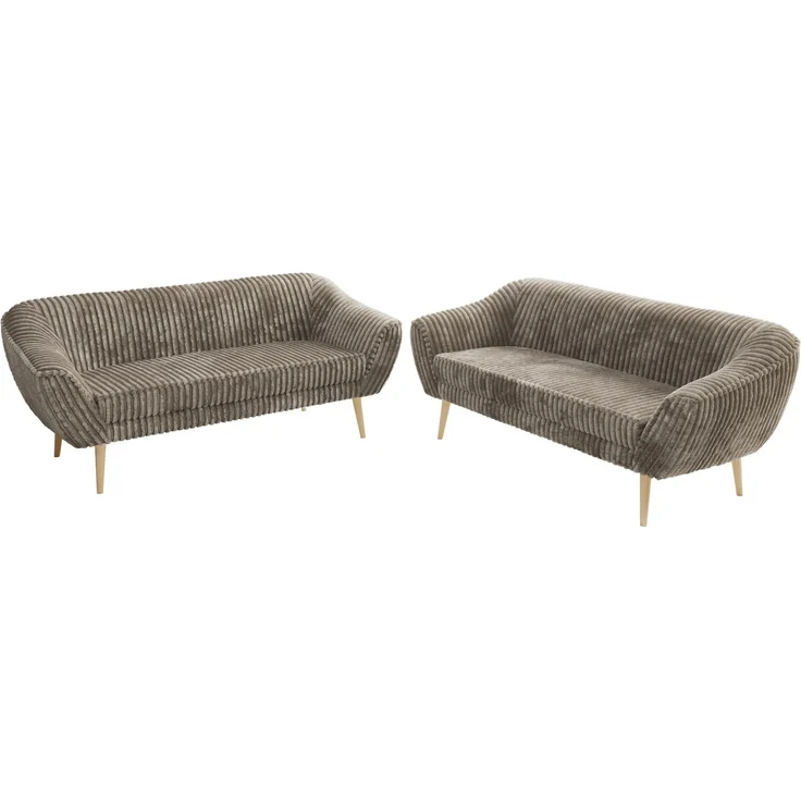 Wohnzimmerset Möbelset PIRS 3-3, Armlehnen, Wellenfederung, Buche Füße, Dreisitzer Sofa, Polstermöbel Set - Hellgrau Velvet – Bild 8