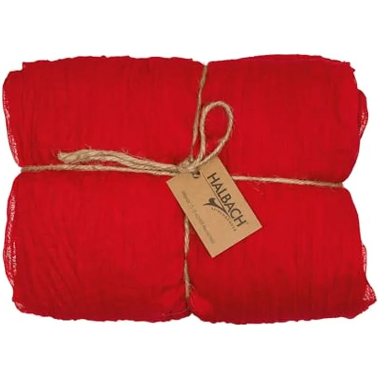Halbach Seidenbänder Tischläufer | Breite: 70 cm Länge: 3 m | waschbarer Tischläufer für Hochzeiten, Geburtstage oder Tischdeko | schmale Tischdecke in Baumwoll-Optik | Farbe: rot – Bild 2