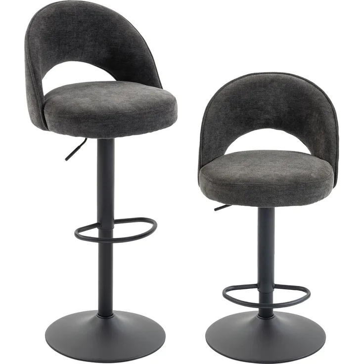 Barhocker 2er-Set, höhenverstellbar und drehbar, für Theke, Dunkelgrau--Dunkelgrau--110x48x49.5cm--YOUDENOVA