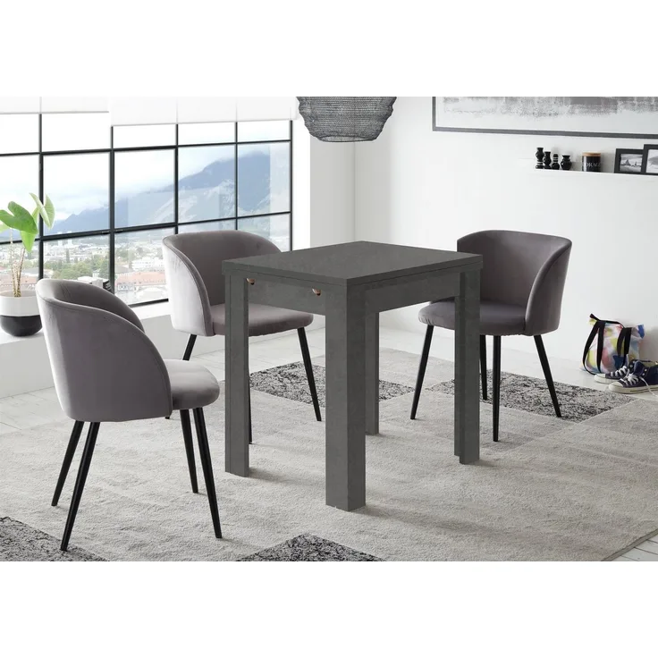 Esstisch >Monterrey< ausziehbar bis 136cm in Graphit - 80/136x78x60cm (BxHxT)