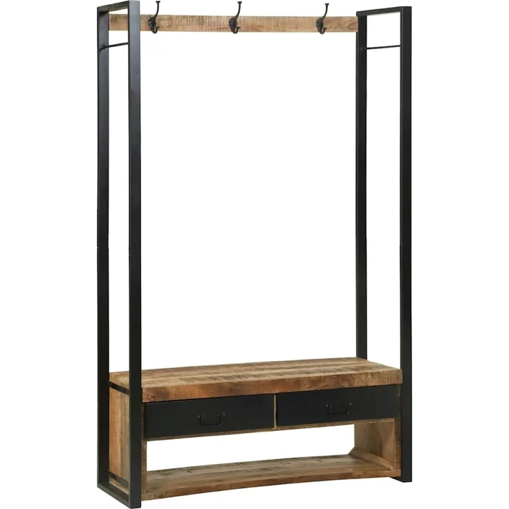 vidaXL Kleiderständer Braun 110 x 40 x 179 cm Massivholz Mango 4015963 – Bild 3