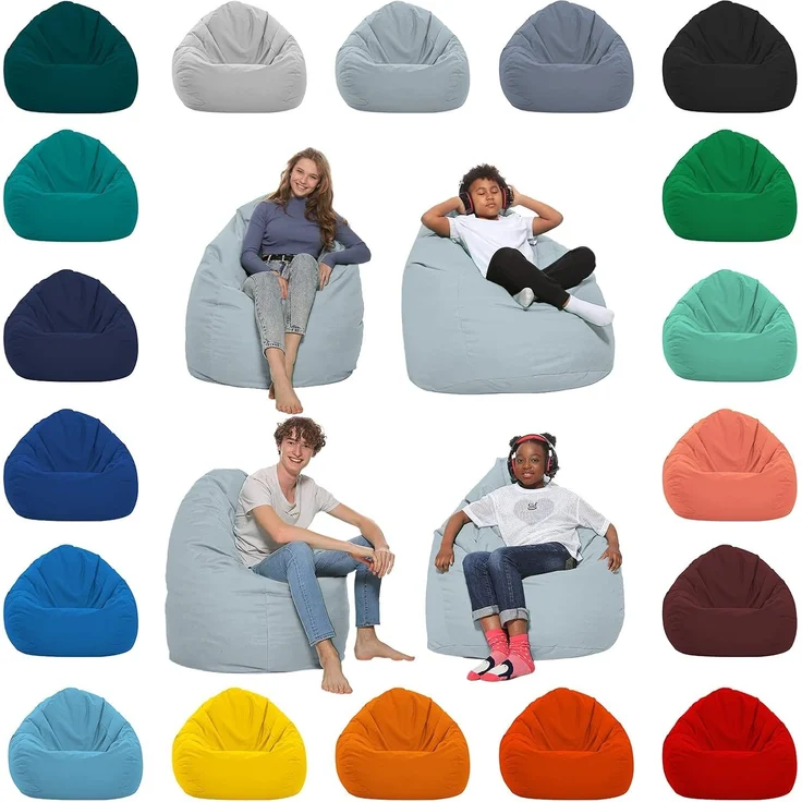 HomeIdeal - Sitzsack XXL Bodenkissen für Erwachsene & Kinder - Geeignet für Gaming oder Entspannen - Indoor wie Outdoor da er Wasserfest ist - mit EPS Perlen, Farbe:Grau, Größe:XXXL – Bild 1