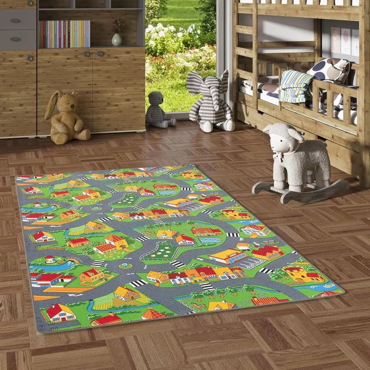 Snapstyle Kinder- und Spielteppich, 100% Polyamid, Little Village, 133x133 cm – Bild 1