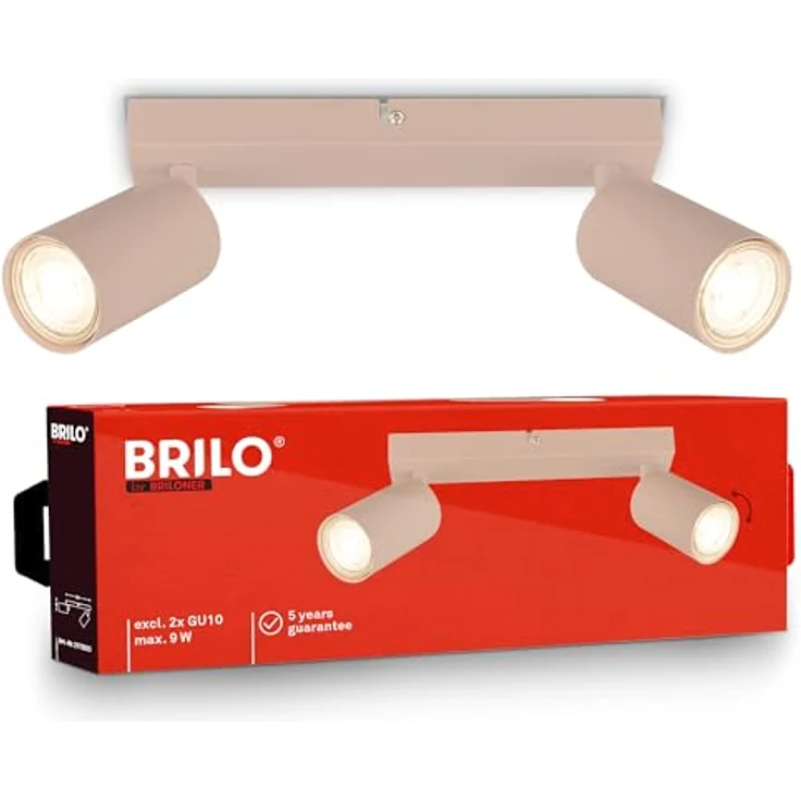 BRILONER - Deckenlampe schwenkbar, GU10 Fassung, max. 9 W, Deckenleuchte, Lampe, Wohnzimmerlampe, Schlafzimmerlampe, Küchenlampe, Deckenstrahler, Deckenbeleuchtung, Flurlampe, 25,5 cm, Beige – Bild 1