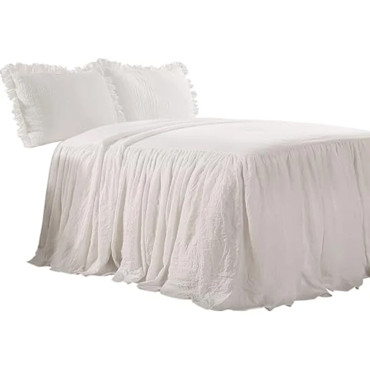Lush Decor Rüschenrock, 2-teiliges Tagesdecken-Set, Doppelbett, Weiß – Bild 5