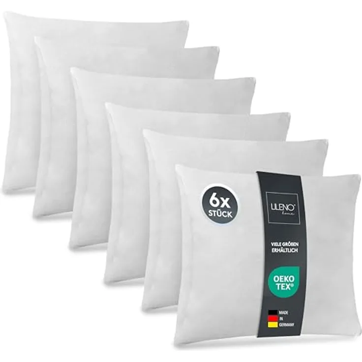 LILENO HOME Kissenfüllung 40x60 (6er Set), Pralle Füllung für Couchkissen und Dekokissen, Hygienisch und hypoallergen, Made in Germany mit Oeko-Tex Klasse 1