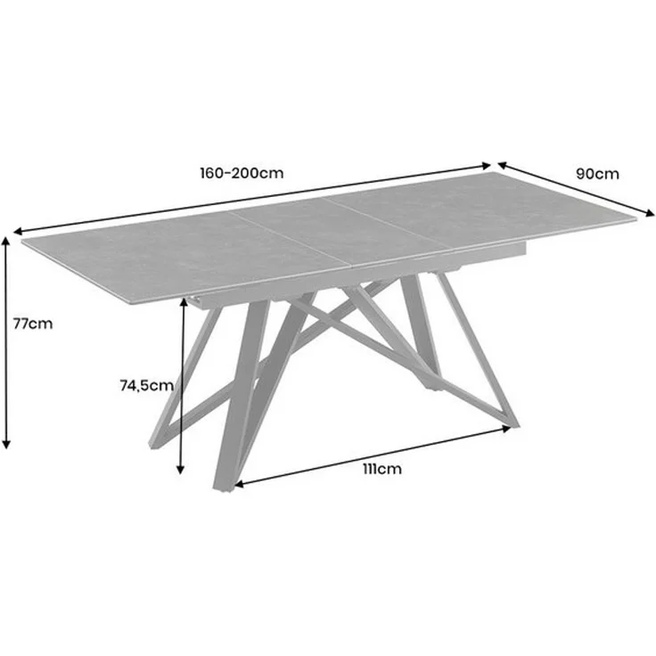 riess-ambiente Esstisch ATLAS 160-200cm graphit grau/schwarz – Keramikplatte, Metallgestell (Einzelartikel, 1-St), ausziehbar für flexible Nutzung – ideal für bis zu 8 Personen – Bild 4