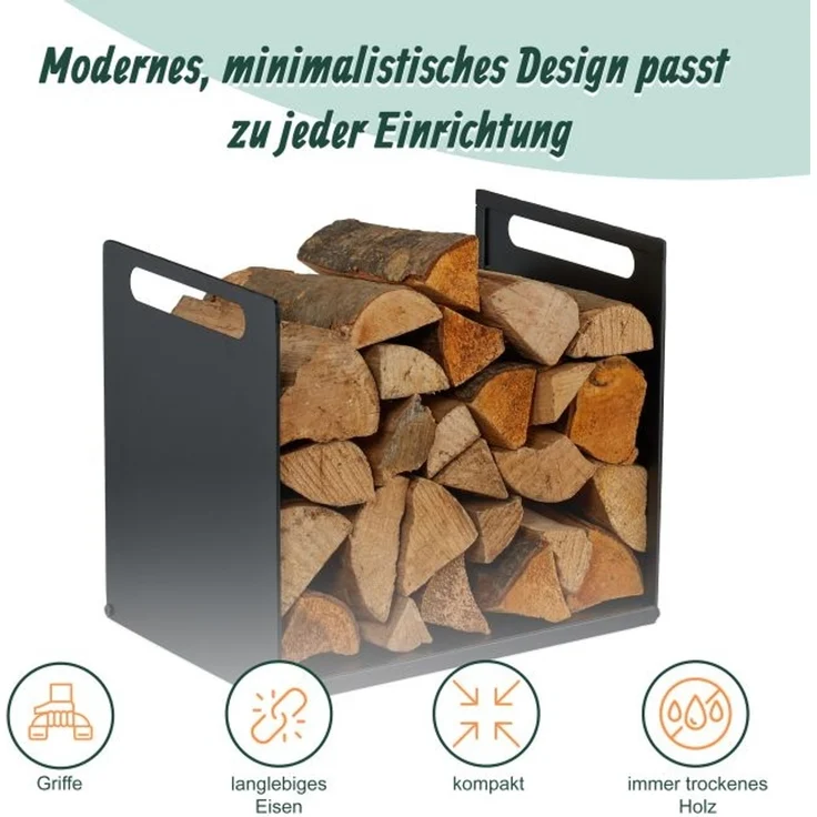 Relaxdays Modernes Kaminholzregal aus Metall – Bild 5