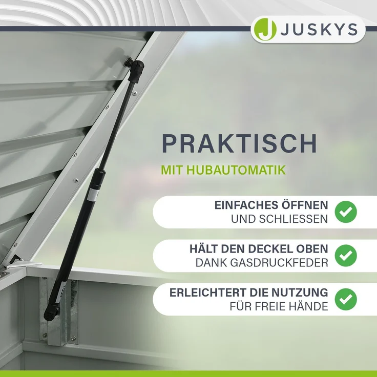 Juskys Metall Aufbewahrungsbox Limani 380 Liter - Outdoor Box - wasserdicht, abschließbar - Gartenbox, Auflagenbox, Kissenbox für Garten Weiß – Bild 6