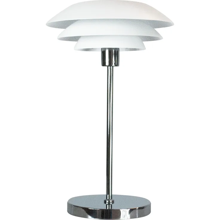 Dyberg Larsen DL31, elegante Tischlampe in Mattweiss/Chrom, dimmbar, E27-Fassung, 50 cm hoch