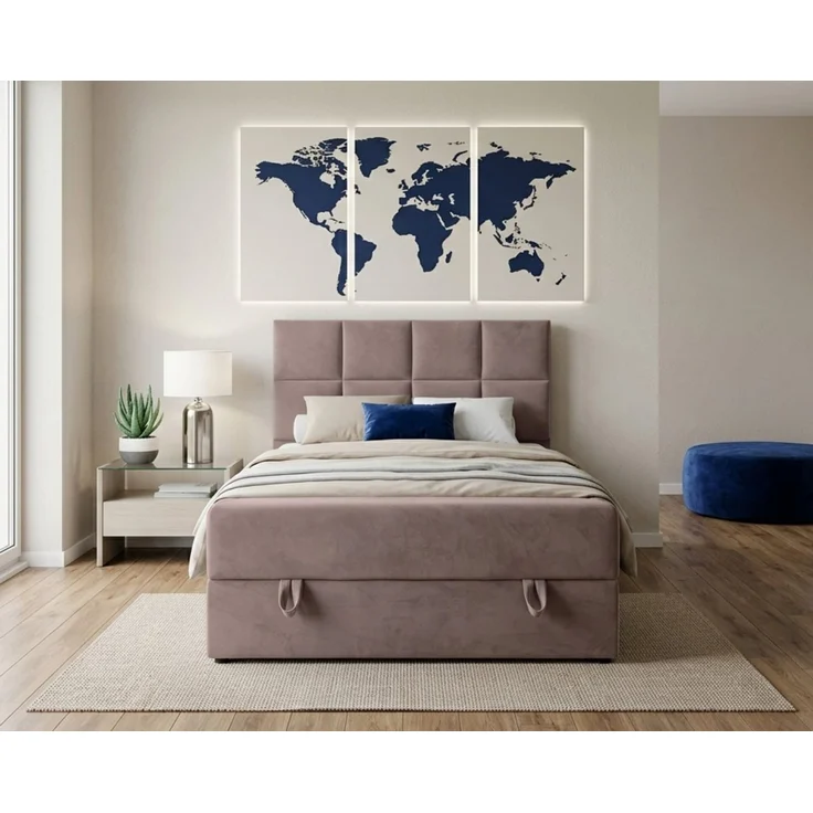 Deine Möbel 24 Boxspringbett Boxbett Polsterbett Komplettbett Jugendbett PETER (Hotelbett Bett für Jugendliche inkl. Kaltschaum-Topper 4 cm, 100x200 120x200 Hellgrau Graphit Rosa Pink), inkl. Bonnell-Federkernmatratzen Matratzen H3 Grau Beige Blau – Bild 2