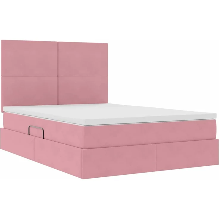 vidaXL Aufbewahrungsbett mit Matratze Rosa 140 x 190 cm Samt 3371972 – Bild 5