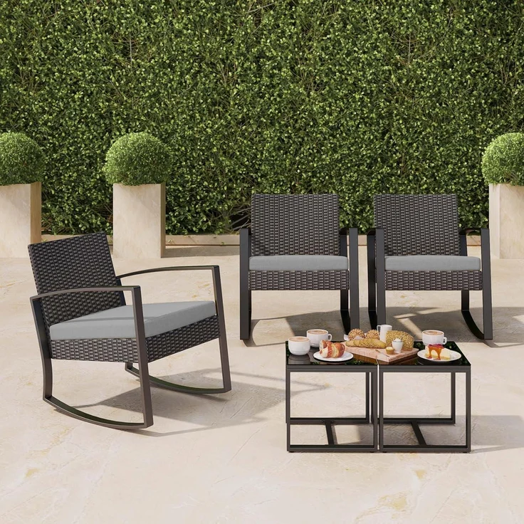 Bealife Gartenmöbel Set Balkon 2 Personen Outdoor Rattan Terrasse Pool – Bild 6