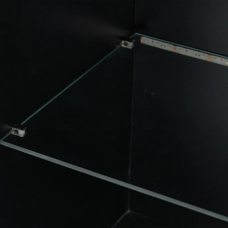 ZUBALIYA Vitrine (45 x 35 x 160 cm), LED - Beleuchtung, Hochglanzoptik, Aufbewahrung für Sammlerstücke, Geschirr und Dekoration, Schwarz – Bild 21