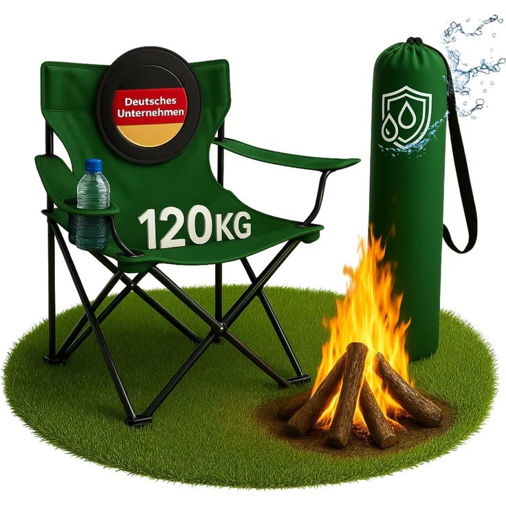Coemo faltbarer Campingstuhl Faltstuhl mit Tragetasche in Grün – Bild 1