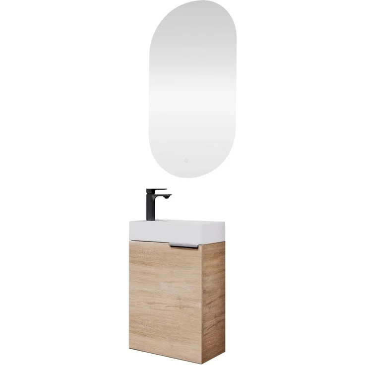 Planetmöbel Badmöbel-Set Waschbeckenunterschrank 40cm mit Spiegel, (Komplett-Set, 3-St)