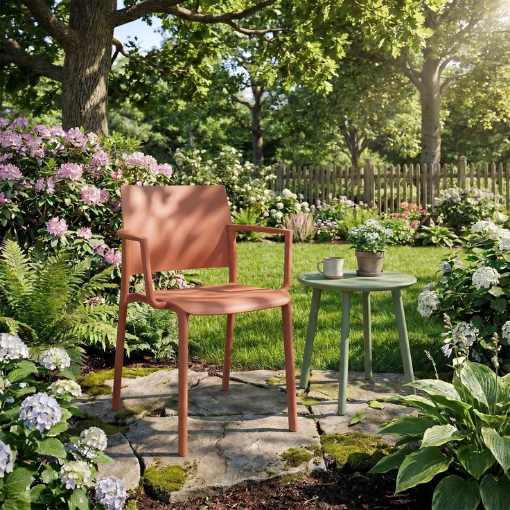 CLP Gartenstuhl wetterfest Valtor UV-beständig mit Armlehnen belastbar bis 150 kg,terracotta – Bild 3