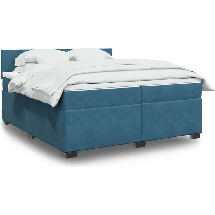vidaXL Boxspringbett mit Matratze Blau 200x200 cm Samt 3288700 – Bild 1
