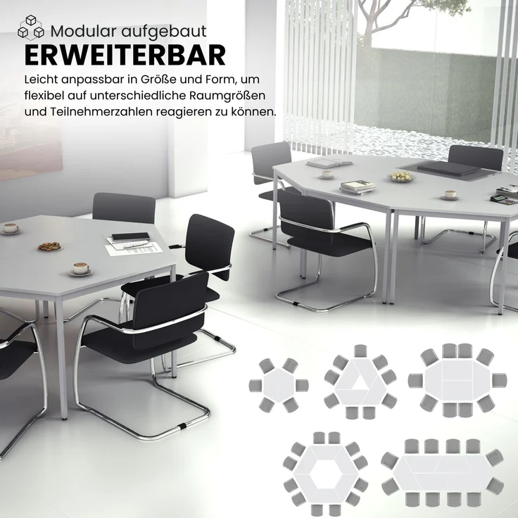 bümö Tisch klein, Multifunktionstisch, 80 x 80 cm in Buche/Schwarz - Beistelltisch, Bistrotisch, Esstisch, Pausentisch, Mehrzwecktisch Tischsystem für Warteraum, Pausenraum & Co, VS08-6 – Bild 4