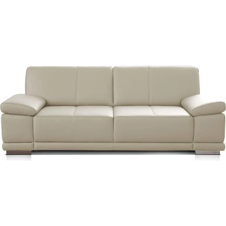 CAVADORE 2,5-Sitzer Sofa Corianne / Kleine Echtleder-Couch im modernen Design / Mit Armteilverstellung / 192 x 80 x 99 / Echtleder weiß