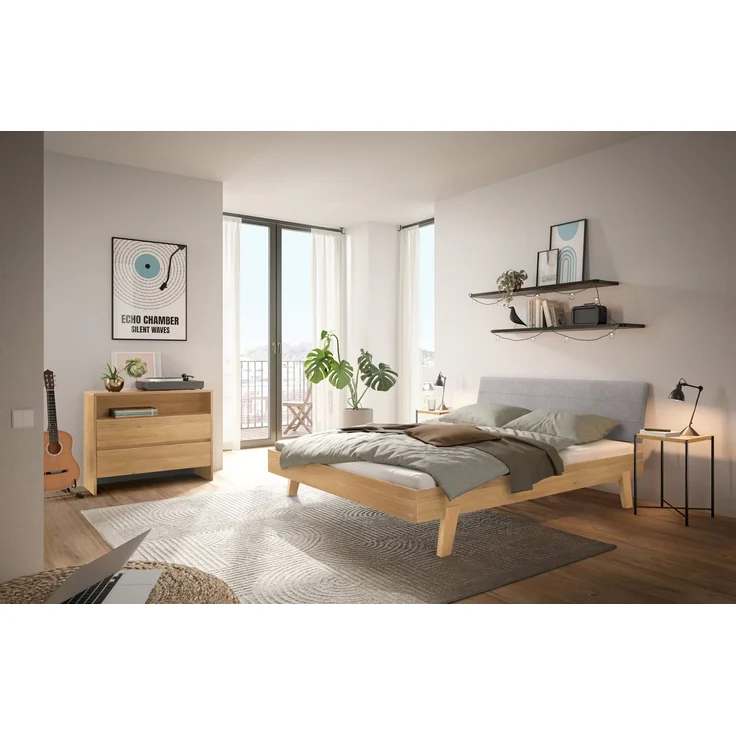 Hasena Massivholzbett Vasto Trento, Eiche bright geölt 180x210 cm, Fußhöhe 20 cm – Trento – Bild 2