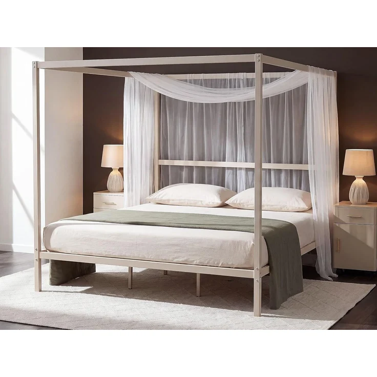 Himmelbett Metall LESTARDS 180 x 200 cm Hellbeige – Bild 2
