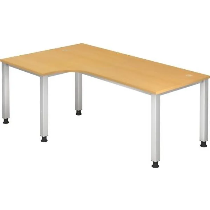 Winkeltisch QS82 4Fuß eckig 200x120cm 90° Buche Gestellfarbe: Silber