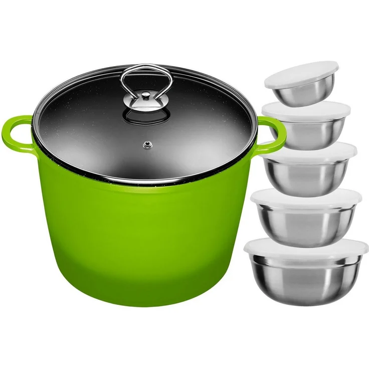 KING Suppentopf, Aluminiumguss (Set, 12-tlg), Kochtopf 7LØ24cm+Glasdeckel, Induktion, Keramikbeschichtung »Fusion« – Bild 1