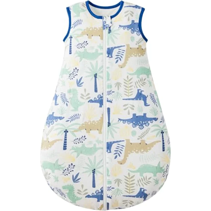 Duomiaomiao 2.5Tog Schlafsack Baby Ganzjahres, 100% Baumwolle Baby Schlafsack Winter, Mädchen Neugeboren,Warmer Schlafsack Neugeborene Kinder(Dinosaurier/70) – Bild 2