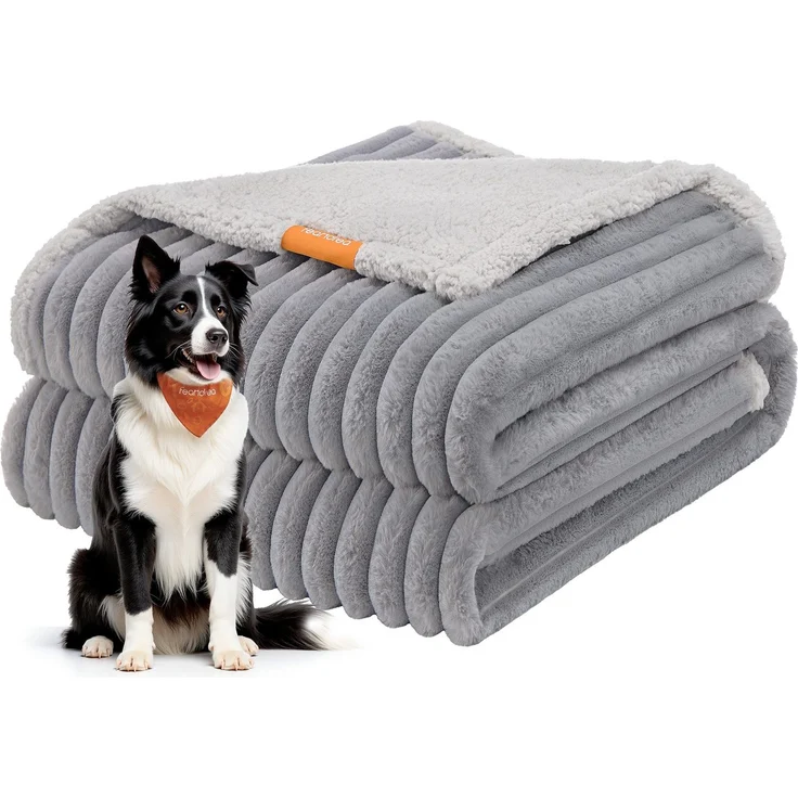 Feandrea Hundedecke, wasserdichte Decke, XL, 152 x 127 cm, für mittelgroße, große Hunde, beidseitig verwendbar, Hundesofa waschbar, taubengrau-hellgrau PPBDE036G01 – Bild 1