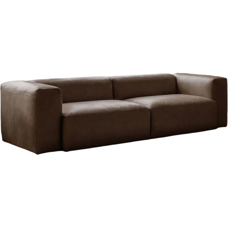 KAWOLA Sofa CELESTE 4-Sitzer Leder dunkelbraun 72 x 114 x 302 cm – Bild 3