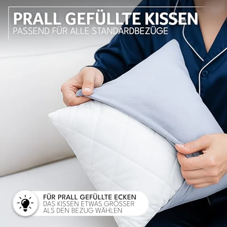 Gentle North Kopfkissen (30x30 cm groß) - 6er Set Kissen für Bett und als Dekokissen - Mit Reißverschluss für Füllung - Sofakissen - Zierkissen für Couch und Sofa - Ökotex - Waschbar bis 60° - Weiß – Bild 5