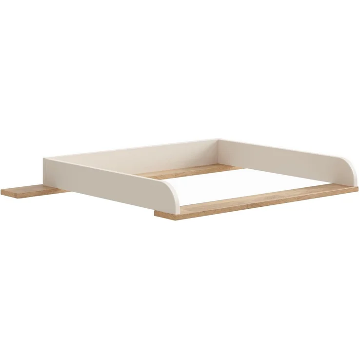 PAIDI Wickelaufsatz STIENE in Beige oder Grau, zur Erweiterung der Kommode, Wickelauflage mit Eiche Massivholz und gerundeten Kanten – Bild 1