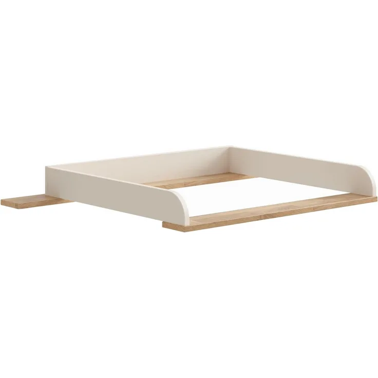 PAIDI Wickelaufsatz STIENE in Beige oder Grau, zur Erweiterung der Kommode, Wickelauflage mit Eiche Massivholz und gerundeten Kanten