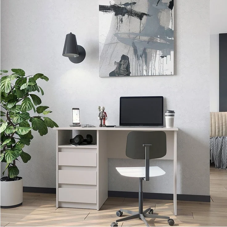 KOMTO Schreibtisch Oslo 110 Schreibtisch mit Schubladen Bürotisch Computertisch, Büro PC-Tisch Kinderschreibtisch mit Stauraum 110 x 50 x 74 cm – Bild 2