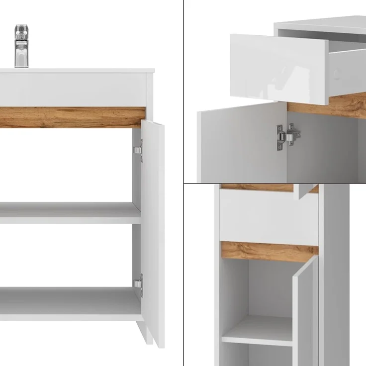 Badmöbel-Set Lemgo Weiß Hochglanz 5-teilig Vicco – Bild 5