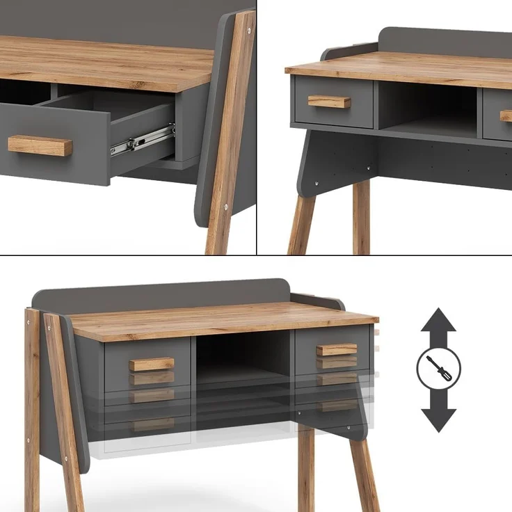 Schreibtisch Malia Grau/Artisan 97 x 51 cm mit 2 Schubladen Vitalispa – Bild 5