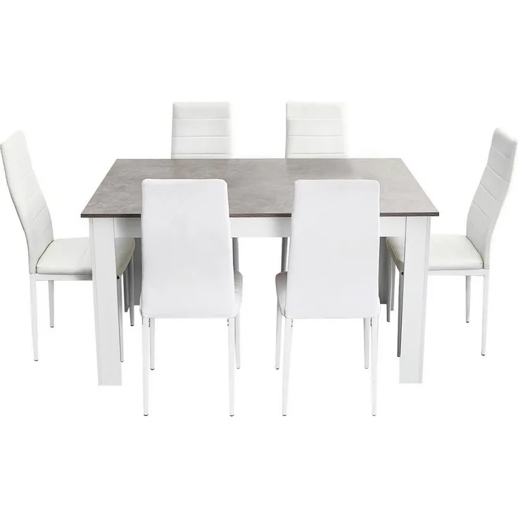 Mondeer Essgruppe Esszimmergruppe (Set, 7-tlg), mit 6 weiß Stühlen