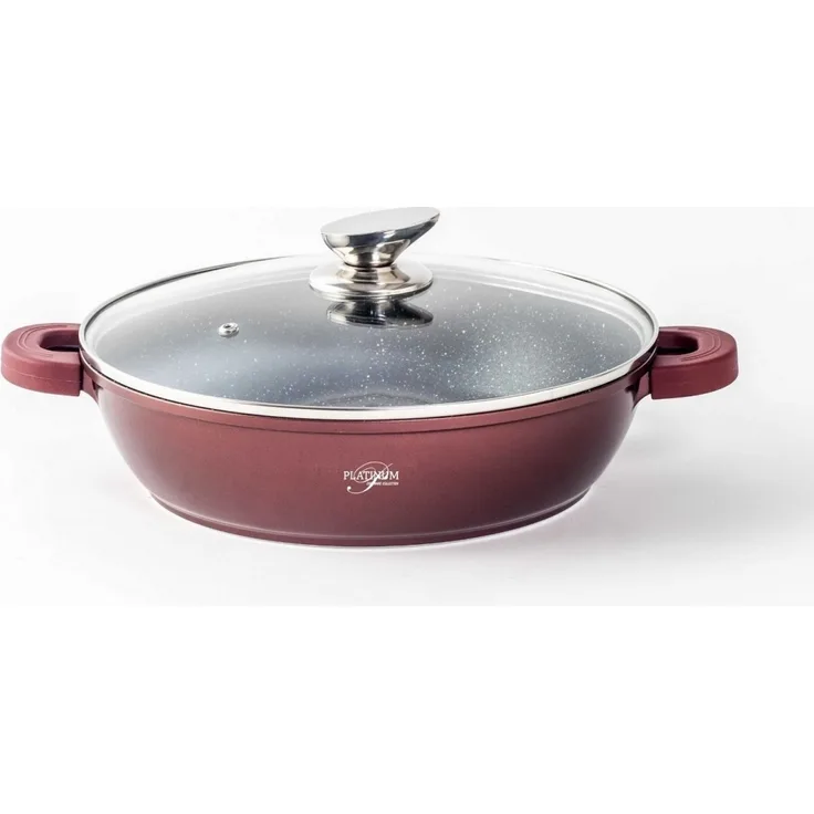 Pfanne Bratpfanne Schmorpfanne Glasdeckel Aluguss Ø32cm PLATINUM burgundy DAR32