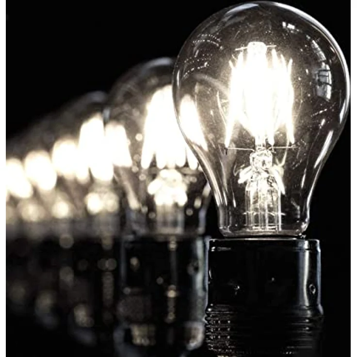 LVWIT 6.5W E27 Filament LED Glühfaden A60, Kaltweiß 6500K, 806 lm, nicht dimmbar, Rustikalampe im klaren Filamentstil – Bild 1