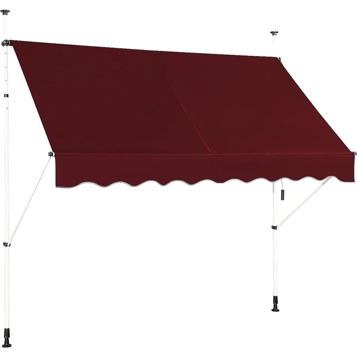 COSTWAY Klemmmarkise 150cm breit, höhenverstellbar 200-300cm, Rot – Bild 5