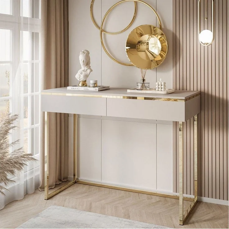 Lookway Schminktisch AURORA GOLD KASCHMIR auf einem goldenen Gestell – Bild 5