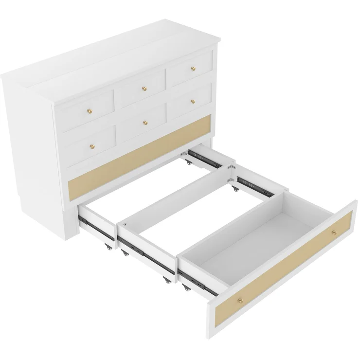 Bett 140x200 cm mit Schrankfunktion und Stauraum – Weiß, mit USB und Regal – Bild 9