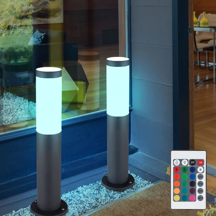RGB LED Sockelleuchte, Edelstahl anthrazit, Höhe 45 cm – Bild 8