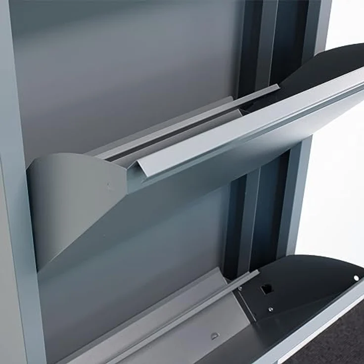ebuy24 Pisa Schuhkipper, Grau, Metall, 4 Klappen/Türen, 50x140x16 cm, Garderobe und Schuhaufbewahrung – Bild 5