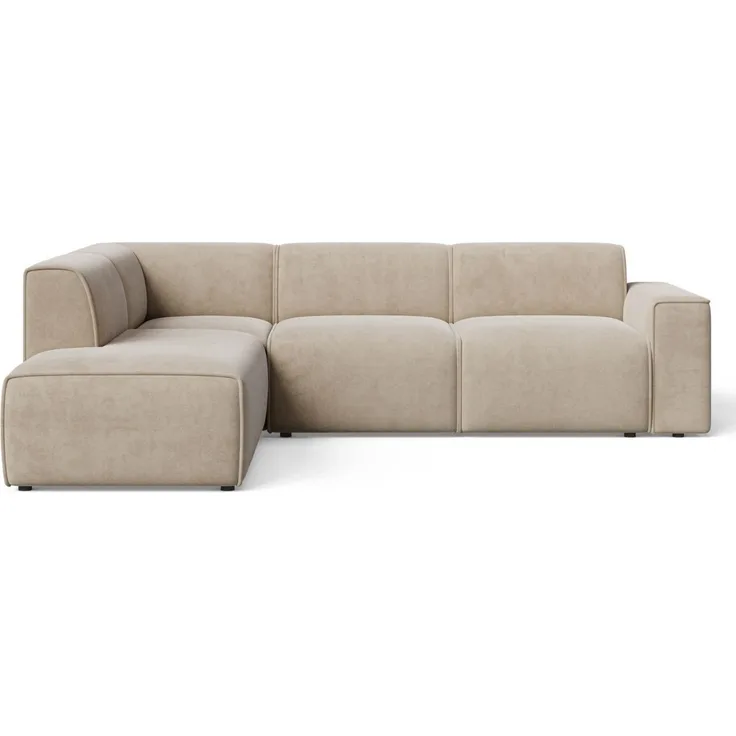 GrainGold Ecksofa Eluno, L-Form, beige, mit T30-Schaum, Wellenfedern, freistehend, moderne Rückenlehne