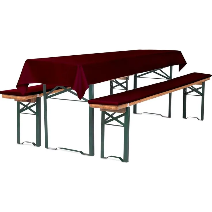 TexDeko Bankauflage Bierbankauflagen-Set mit Tischdecke 100x250cm (universal) 3TLG Set, (Set, 2x Auflage + 1x Tischdecke), blickdicht & waschbar