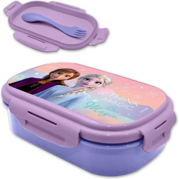 Disney Lunchbox Disney Die Eiskönigin Anna Elsa 2 tlg Kinder Set Brotdose plus Göffel, Kunststoff, (2-tlg), Lilla oder Hellblau